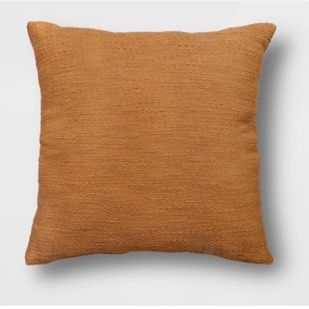 Threshold Oversized Square Cotton Boucle Reversible Throw Pillow Linen Caramel